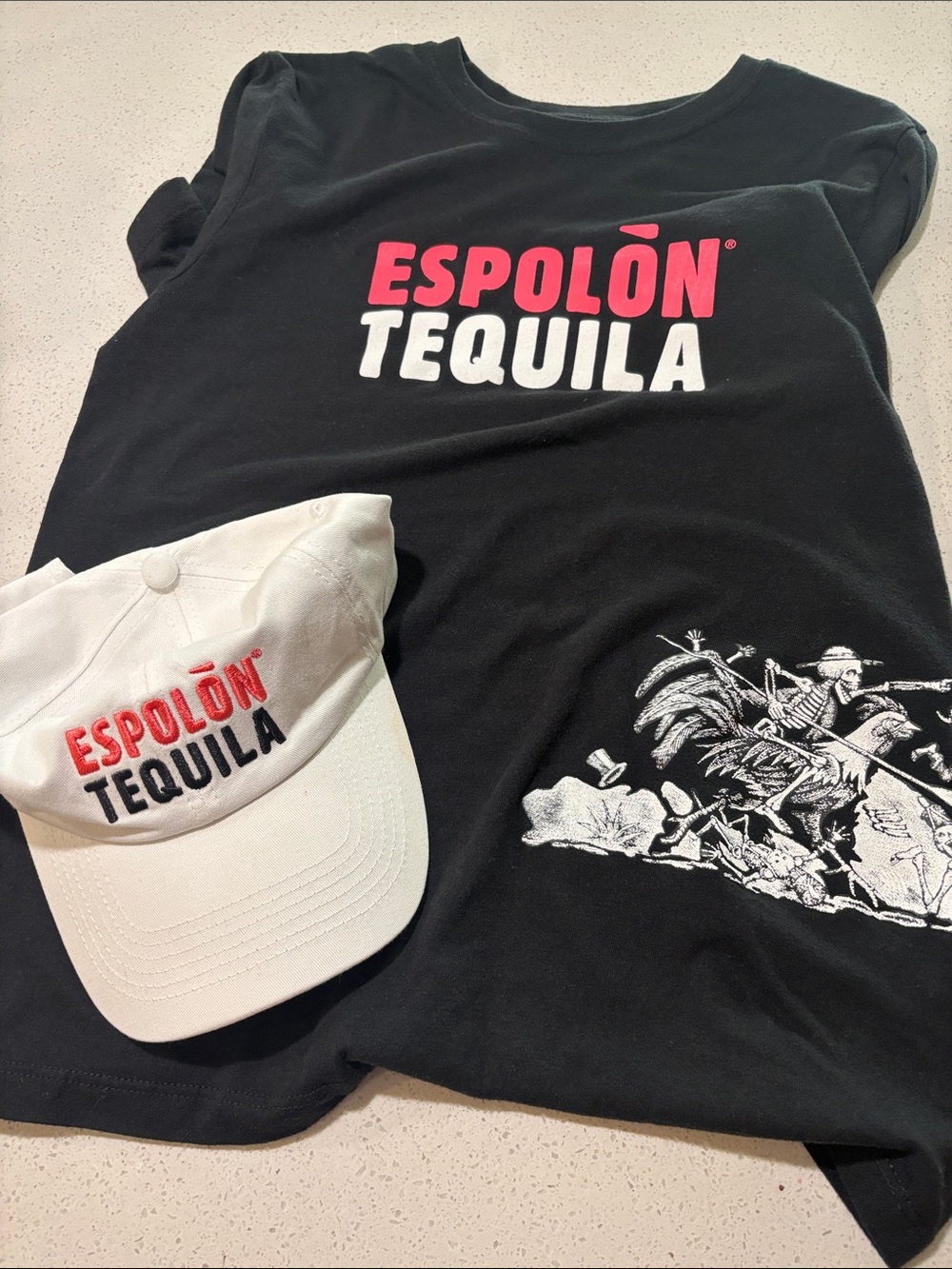 Espolon Tequila Black Graphic Tee - Black with White & Red Logo